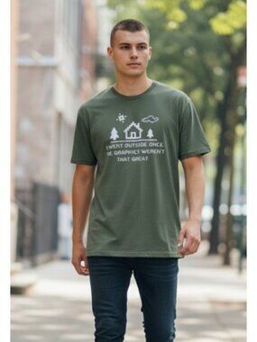 Green Novelty Short Sleeved Tee Mens MEDIUM Minecraft